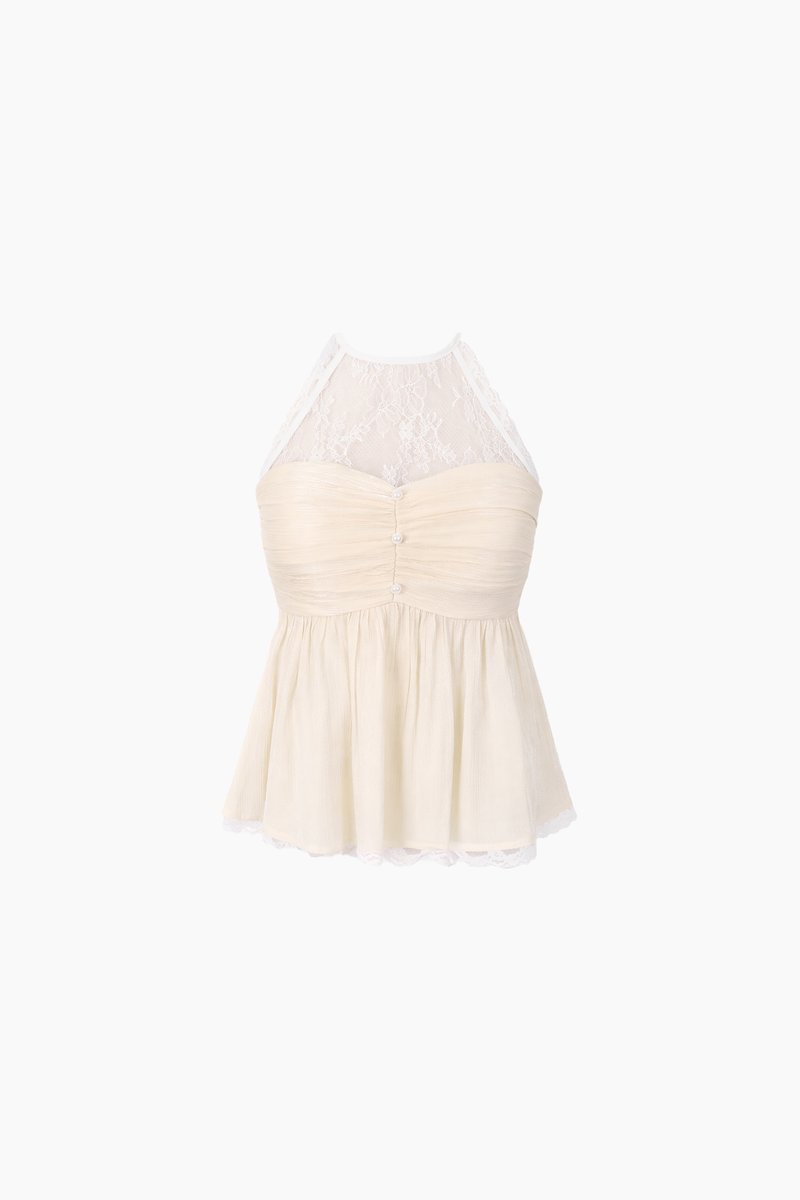 CNY2026 | Tammie Textured Babydoll Top in Champagne Yellow