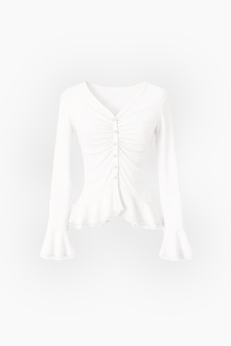 CNY2026 | Parisa Pearl Peplum Cardigan Top in White