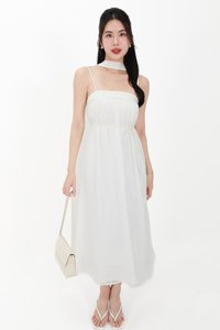 CNY2026 | Lyocell x Mesh Women Midaxi Dress in White