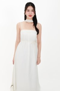 CNY2026 | Lyocell x Mesh Women Midaxi Dress in White