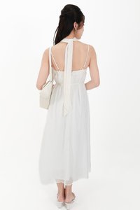 CNY2026 | Lyocell x Mesh Women Midaxi Dress in White