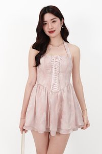 CNY2026 | Wander Watercolour Corset Romper Dress in Champagne Blush