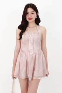 CNY2026 | Wander Watercolour Corset Romper Dress in Champagne Blush