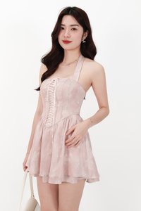 CNY2026 | Wander Watercolour Corset Romper Dress in Champagne Blush