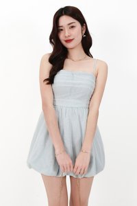 CNY2026 | Mavis Mesh Floral Bubble Romper Dress in Soft Mint