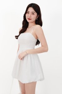 CNY2026 | Mavis Mesh Floral Bubble Romper Dress in White