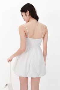 CNY2026 | Mavis Mesh Floral Bubble Romper Dress in White