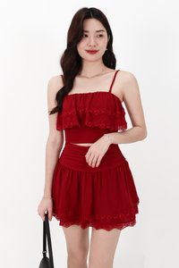 CNY2026 | Libby Lace Trim Co-ord Top in Red