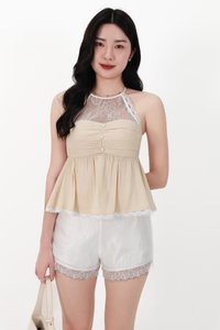 CNY2026 | Tammie Textured Babydoll Top in Champagne Yellow