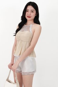 CNY2026 | Tammie Textured Babydoll Top in Champagne Yellow