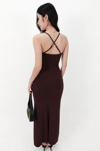 DEFECT | Calina Cross Back Maxi Dress in Dark Brown in XXS