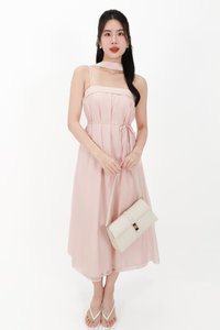 CNY2026 | Lyocell x Mesh Women Midaxi Dress in Soft Pink