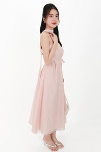 CNY2026 | Lyocell x Mesh Women Midaxi Dress in Soft Pink