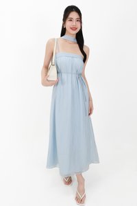 CNY2026 | Lyocell x Mesh Women Midaxi Dress in Light Blue