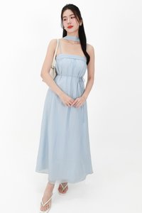 CNY2026 | Lyocell x Mesh Women Midaxi Dress in Light Blue