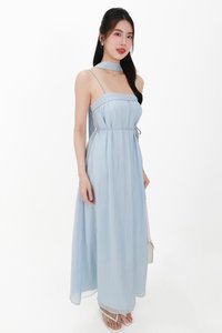 CNY2026 | Lyocell x Mesh Women Midaxi Dress in Light Blue