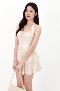 CNY2026 | Fellie Floral Tiered Romper Dress in Pale Yellow