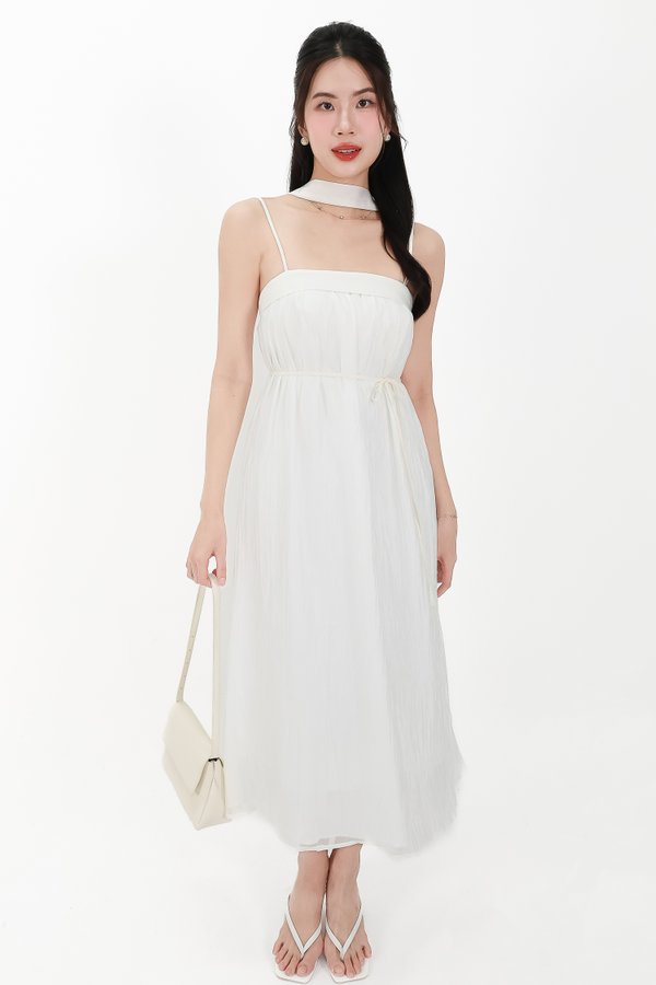CNY2026 | Lyocell x Mesh Women Midaxi Dress in White