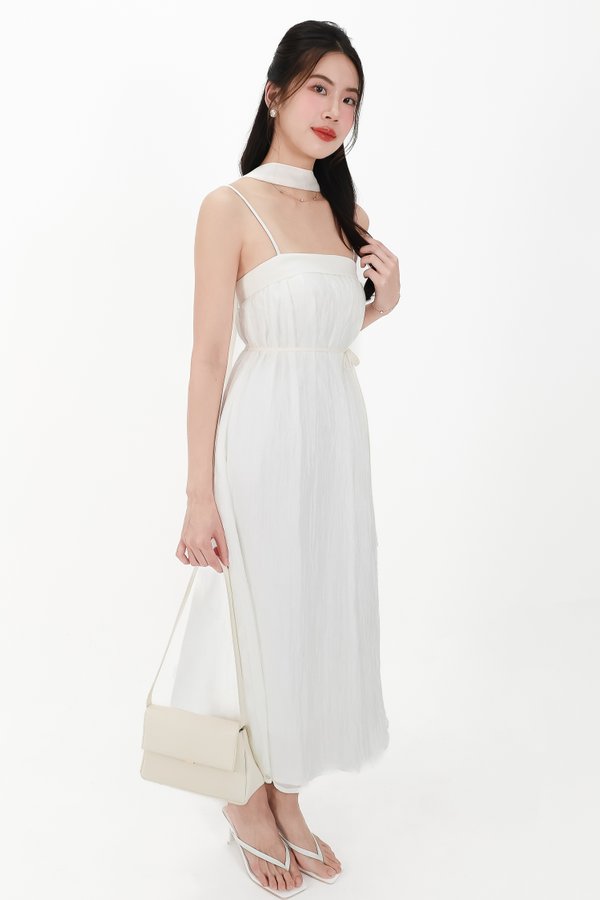 DEFECT | Lyocell x Mesh Women Midaxi Dress in White in XS