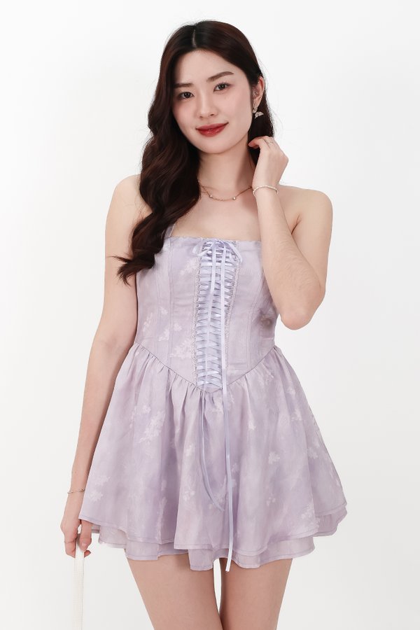 CNY2026 | Wander Watercolour Corset Romper Dress in Lilac