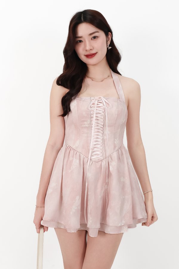 CNY2026 | Wander Watercolour Corset Romper Dress in Champagne Blush