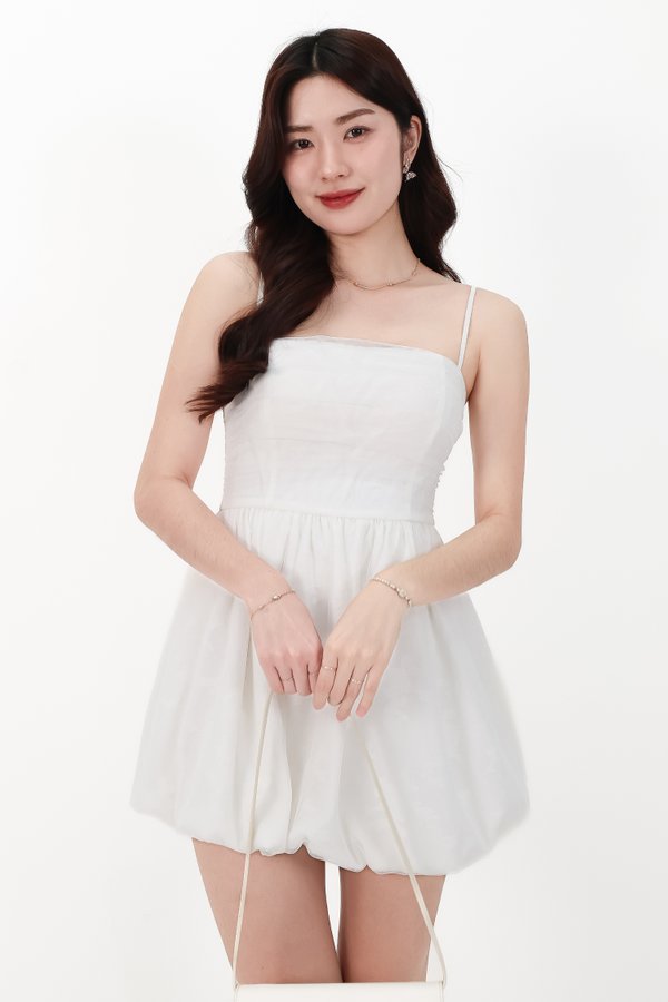 CNY2026 | Mavis Mesh Floral Bubble Romper Dress in White