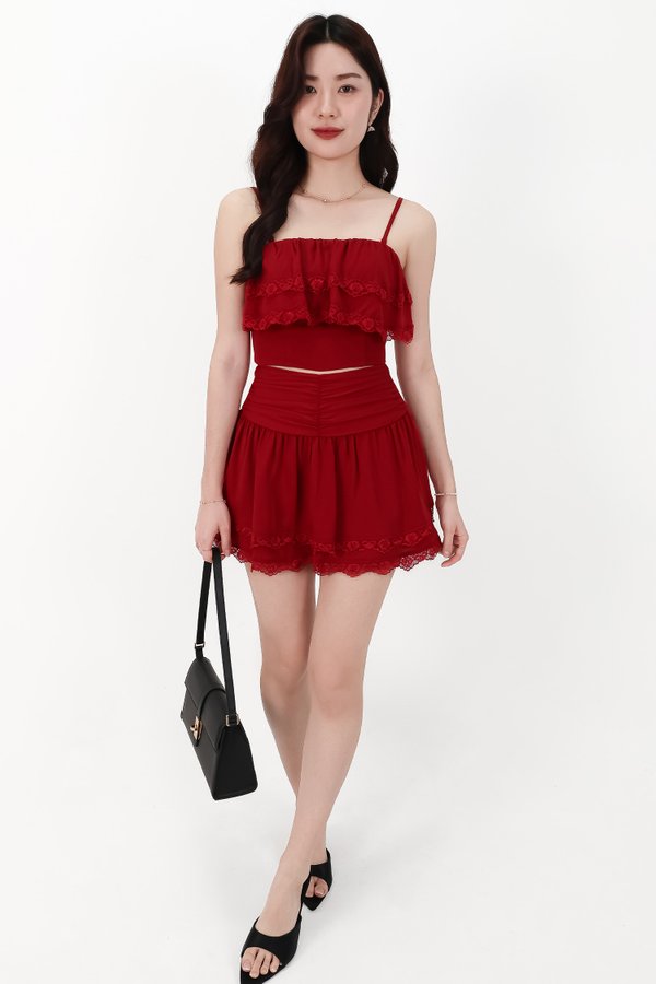 CNY2026 | Libby Lace Trim Co-ord Skorts in Red