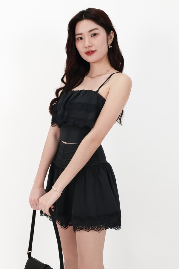 DEFECT | Libby Lace Trim Co-ord Skorts in Black in M