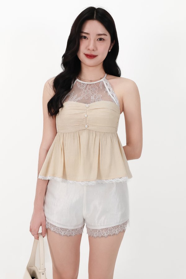 CNY2026 | Tammie Textured Babydoll Top in Champagne Yellow