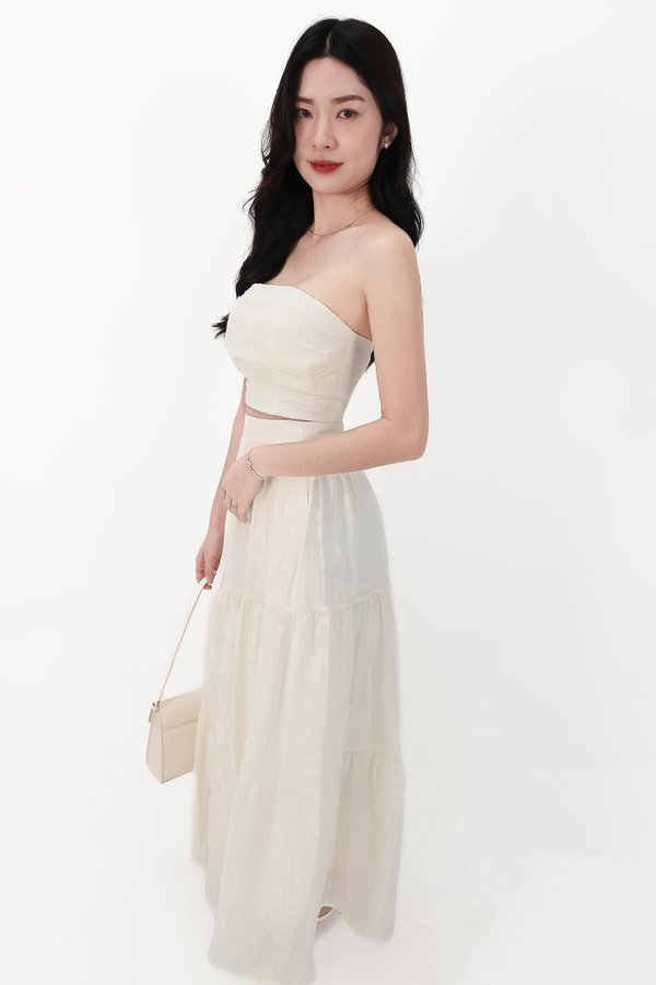 DEFECT | Fessa Floral Co-ord Maxi Skirt in Cream Yellow (Petite) in S