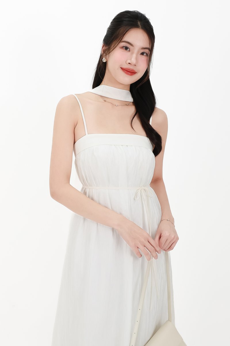 CNY2026 | Lyocell x Mesh Women Midaxi Dress in White