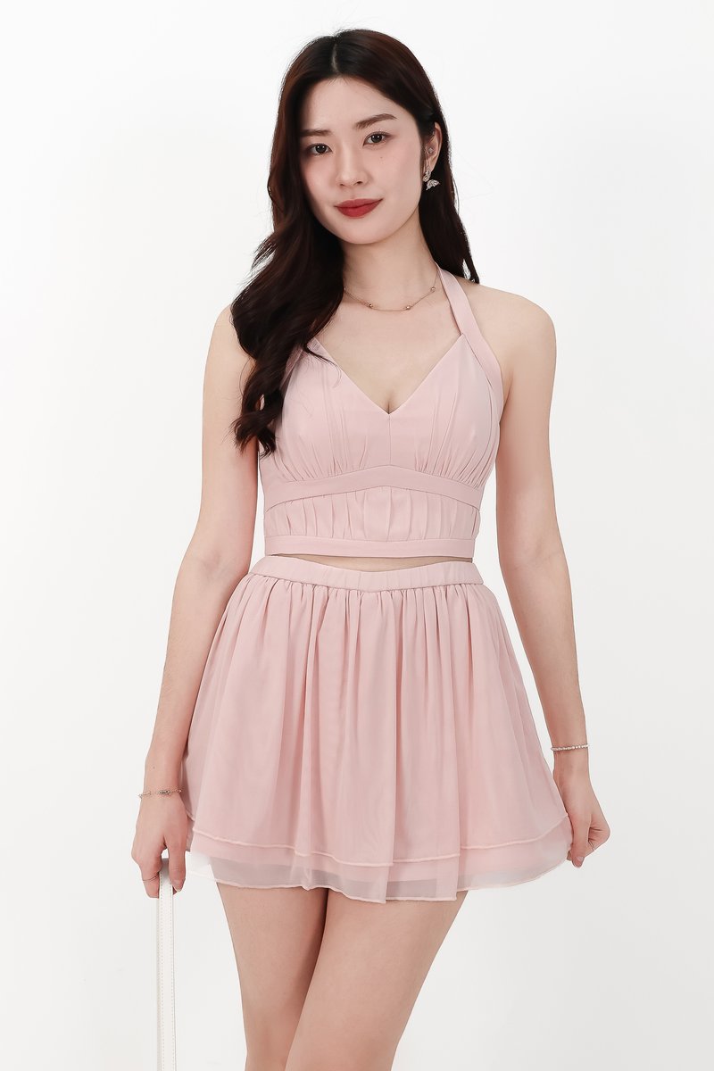 CNY2026 | Meraine Mesh Co-ord Halter Top in Pink