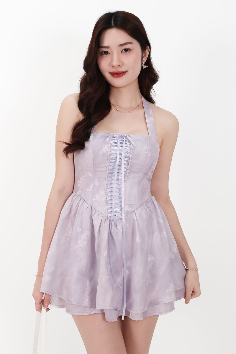 CNY2026 | Wander Watercolour Corset Romper Dress in Lilac