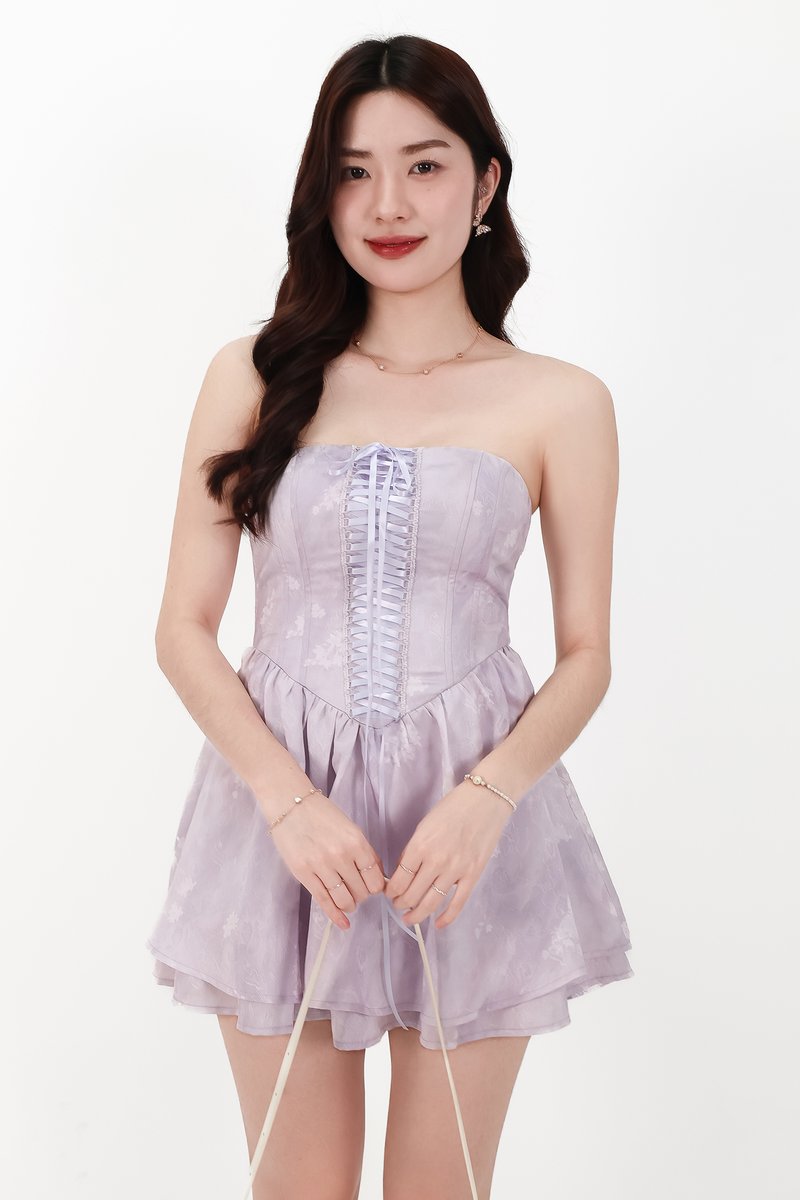 CNY2026 | Wander Watercolour Corset Romper Dress in Lilac