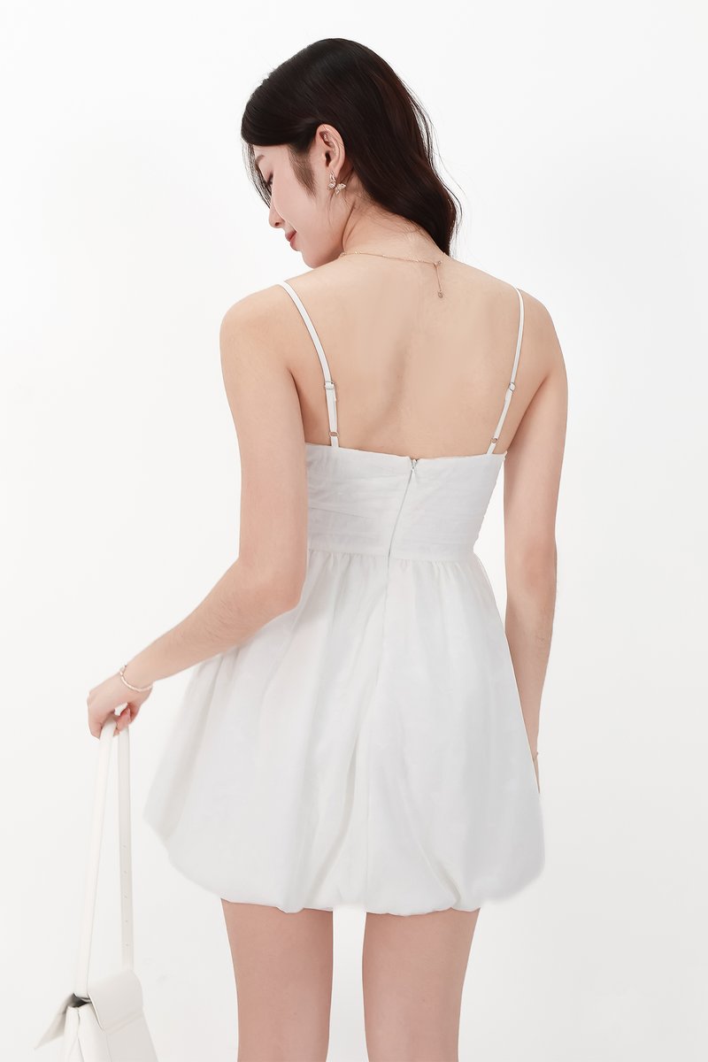 CNY2026 | Mavis Mesh Floral Bubble Romper Dress in White