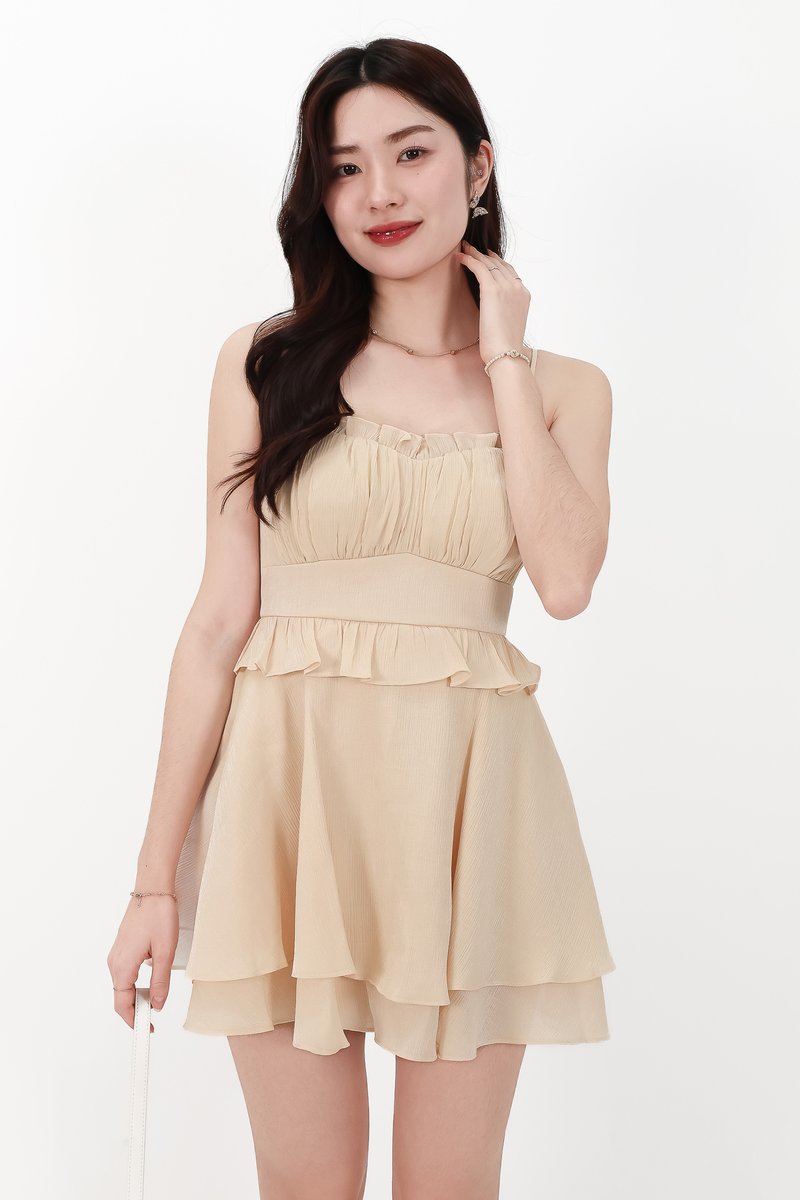 CNY2026 | Tamica Textured Romper Dress in Champagne Yellow