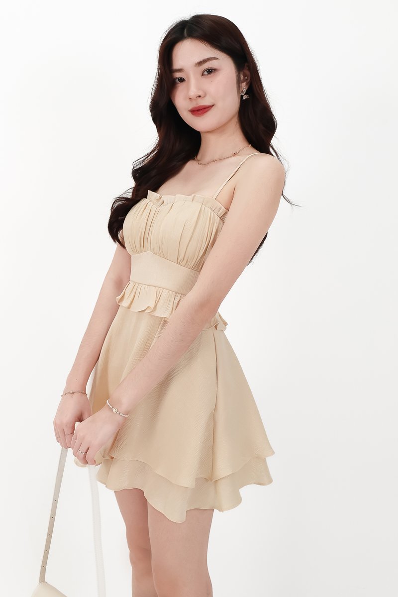 CNY2026 | Tamica Textured Romper Dress in Champagne Yellow