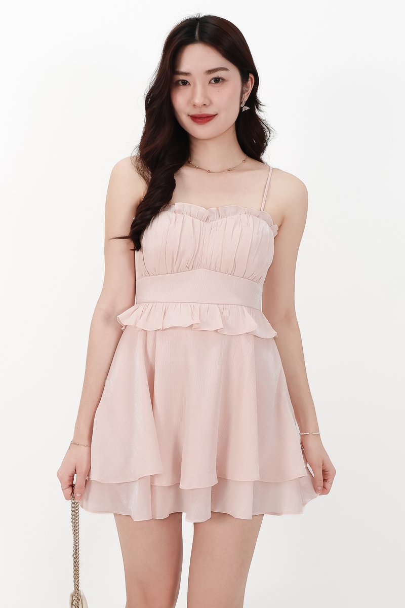 CNY2026 | Tamica Textured Romper Dress in Nude Blush