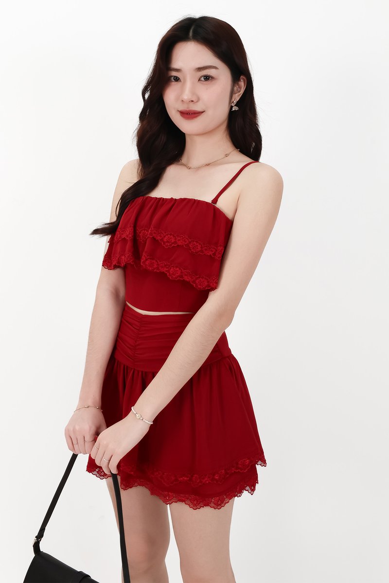 CNY2026 | Libby Lace Co-ord Set in Red