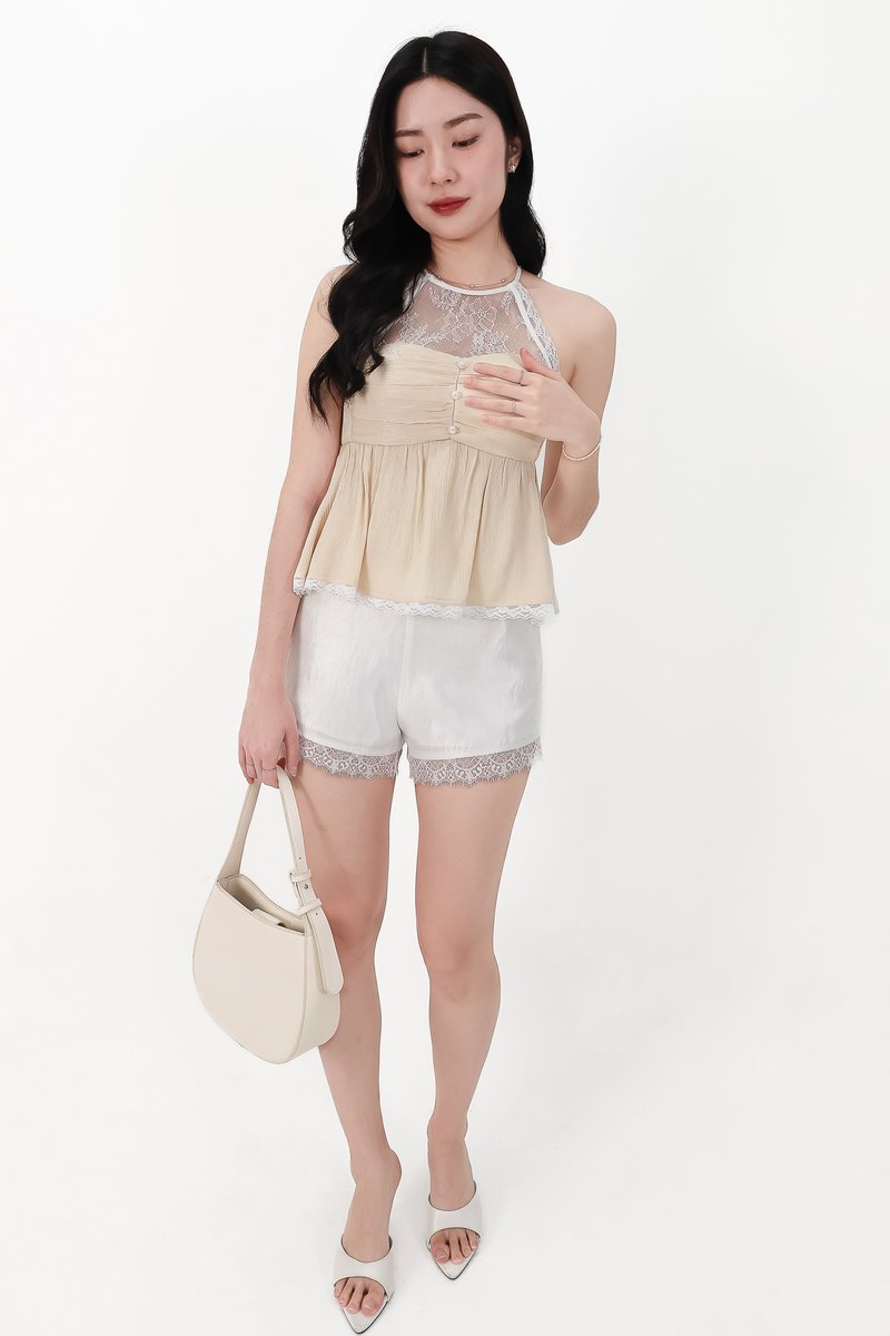 CNY2026 | Tammie Textured Babydoll Top in Champagne Yellow