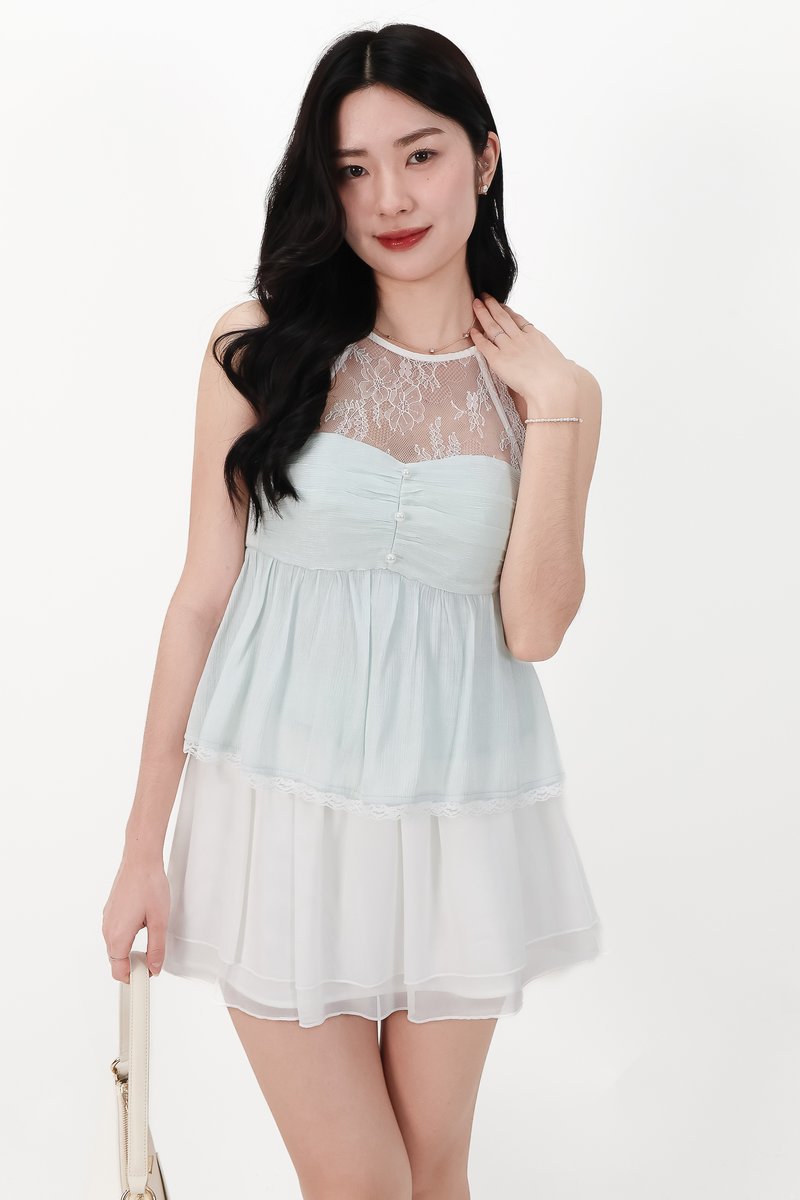 CNY2026 | Tammie Textured Babydoll Top in Tiffany Mint