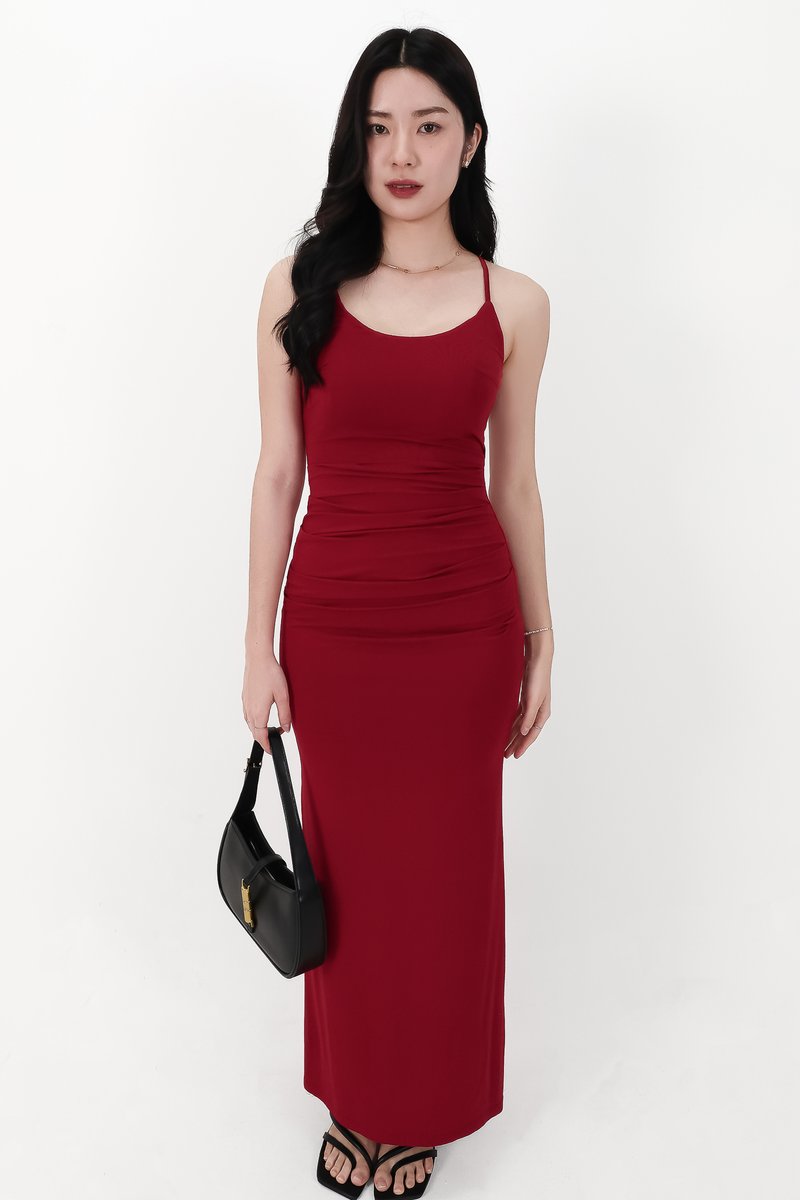 CNY2026 | Calina Cross Back Maxi Dress in Red