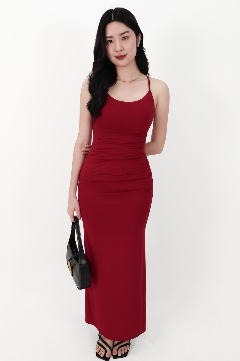 CNY2026 | Calina Cross Back Maxi Dress in Red
