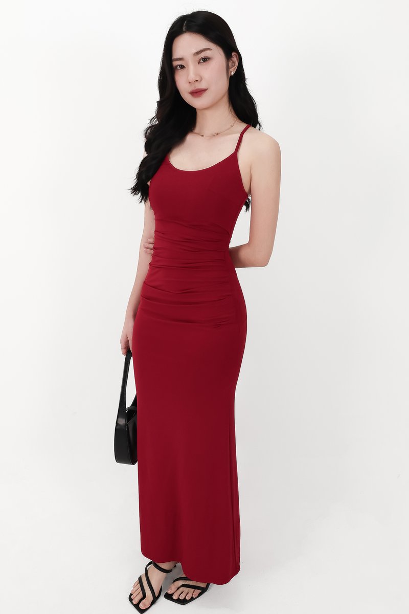 CNY2026 | Calina Cross Back Maxi Dress in Red
