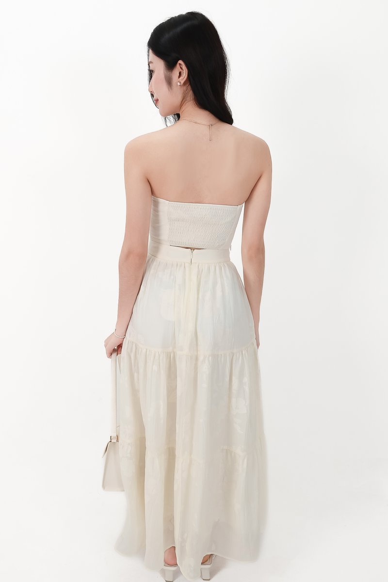 DEFECT | Fessa Floral Co-ord Maxi Skirt in Cream Yellow (Petite) in S