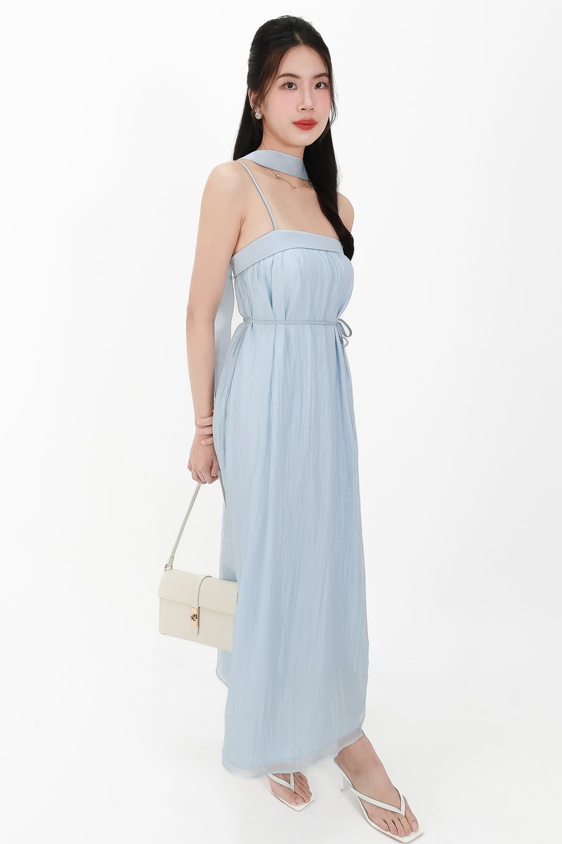 CNY2026 | Lyocell x Mesh Women Midaxi Dress in Light Blue