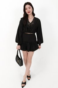 Carey Co-ord Lace Trim Blouse in Black