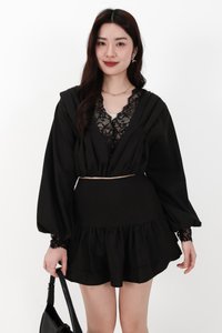 Carey Co-ord Lace Trim Blouse in Black