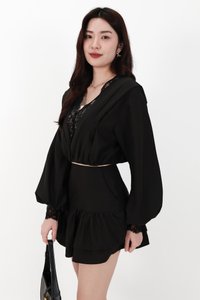 Carey Co-ord Tiered Skorts in Black