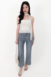 Sam Straight Cut Cuffed Hem Denim Jeans in Light Faded Wash